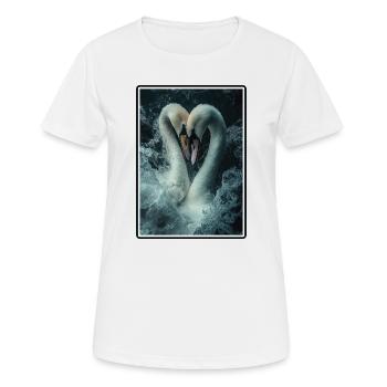 Schwäne Schwan - Frauen T-Shirt atmungsaktiv - Weiß - Vorne - AI Model Female 172 dark (172cm)