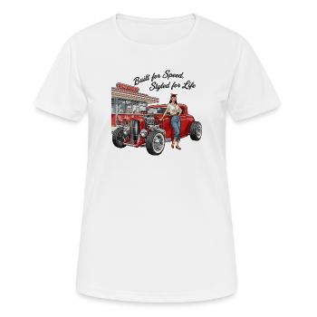 Vintage Hot Rod Girl  - Frauen T-Shirt atmungsaktiv - Weiß - Vorne - AI Model Female 172 dark (172cm)