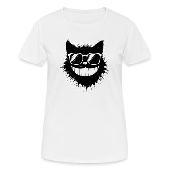 Cartoon Katze mit Sonnenbrille am Grinsen - Frauen T-Shirt atmungsaktiv - Weiß - Vorne - AI Model Female 172 dark (172cm)