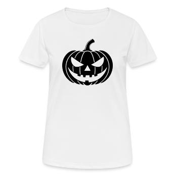 Kürbis Grusel Illustration - Frauen T-Shirt atmungsaktiv - Weiß - Vorne - AI Model Female 172 dark (172cm)