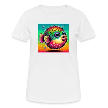 Kugelfisch - Frauen T-Shirt atmungsaktiv - Weiß - Vorne - AI Model Female 172 dark (172cm)