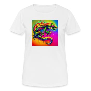 Gecko - Frauen T-Shirt atmungsaktiv - Weiß - Vorne - AI Model Female 172 dark (172cm)
