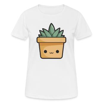 Kawaii Blumentopf - Frauen T-Shirt atmungsaktiv - Weiß - Vorne - AI Model Female 172 dark (172cm)