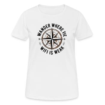 Randonnée - Promenez-vous là où le Wi-Fi est faible - T-shirt respirant Femme - blanc - Devant - AI Model Female 172 dark (172cm)
