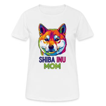 Shiba Inu Mom Pop-Art Portrait Hundemama - Frauen T-Shirt atmungsaktiv - Weiß - Vorne - AI Model Female 172 dark (172cm)