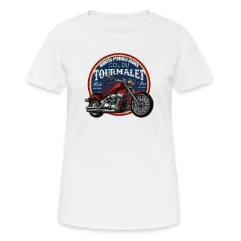 Tourmalet Mountainbike Abzeichen - Frauen T-Shirt atmungsaktiv - Weiß - Vorne - AI Model Female 172 dark (172cm)