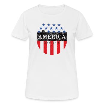 Amerikanischer patriotischer Shield - Frauen T-Shirt atmungsaktiv - Weiß - Vorne - AI Model Female 172 dark (172cm)