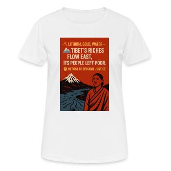 FLOW EAST - Tibet : richesse et justice sociale - T-shirt respirant Femme - blanc - Devant - AI Model Female 172 dark (172cm)