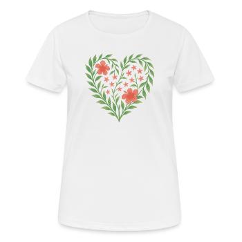 Coeur de fleur avec de délicates fleurs rouges - T-shirt respirant Femme - blanc - Devant - AI Model Female 172 dark (172cm)