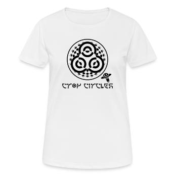 Psychedelischer Dreifaltigkeits-Kornkreis - Frauen T-Shirt atmungsaktiv - Weiß - Vorne - AI Model Female 172 dark (172cm)