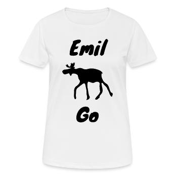 Emil der Elch - Frauen T-Shirt atmungsaktiv - Weiß - Vorne - AI Model Female 172 dark (172cm)