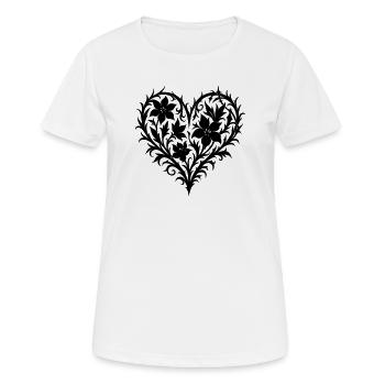 Flower heart flower tendril gothic for trendy clothing - Women's Breathable T-Shirt - white - Front - AI Model Female 172 dark (172cm)