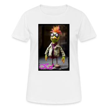 Vogel-Puppet mit Brille und schicker Kleidung - Frauen T-Shirt atmungsaktiv - Weiß - Vorne - AI Model Female 172 dark (172cm)