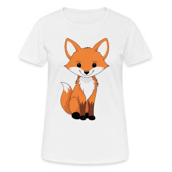 Niedlicher Fuchskarikatur-Print - Frauen T-Shirt atmungsaktiv - Weiß - Vorne - AI Model Female 172 dark (172cm)