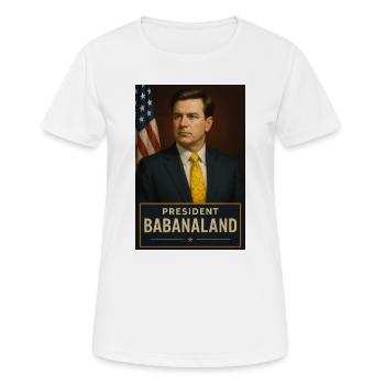 Humorous Babaland President Design - Women's Breathable T-Shirt - white - Front - AI Model Female 172 dark (172cm)