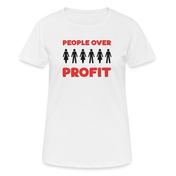 Les gens plutôt que le profit - T-shirt respirant Femme - blanc - Devant - AI Model Female 172 dark (172cm)