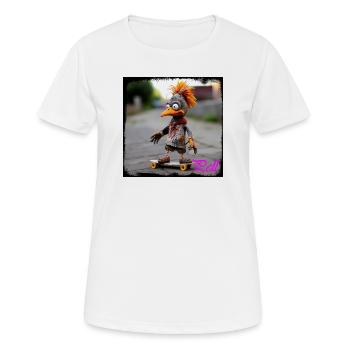 Poupée oiseau skateur streetart avec design artistique - T-shirt respirant Femme - blanc - Devant - AI Model Female 172 dark (172cm)