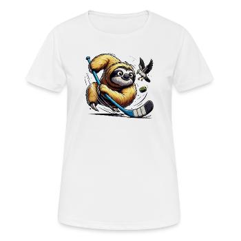 Faultier Eishockey Spieler Mit Schlaeger Und Puck - Frauen T-Shirt atmungsaktiv - Weiß - Vorne - AI Model Female 172 dark (172cm)