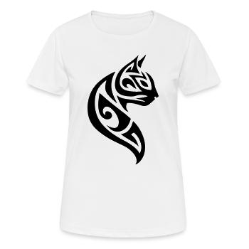 Chat Tribal - T-shirt respirant Femme - blanc - Devant - AI Model Female 172 dark (172cm)