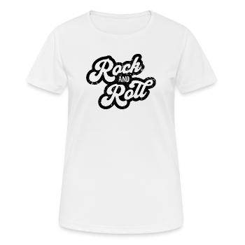 Rock'n'Roll Typografie Design - Frauen T-Shirt atmungsaktiv - Weiß - Vorne - AI Model Female 172 dark (172cm)