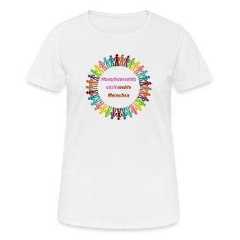 Human rights instead of right-wing people pink - Women's Breathable T-Shirt - white - Front - AI Model Female 172 dark (172cm)