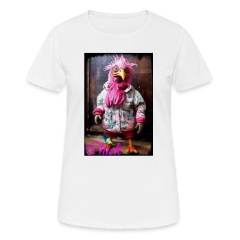 Colorful bird costume with street style aesthetics - Women's Breathable T-Shirt - white - Front - AI Model Female 172 dark (172cm)