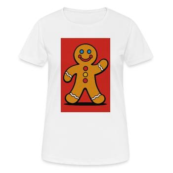 Bonhomme Pain d'Épice Joyeux - T-shirt respirant Femme - blanc - Devant - AI Model Female 172 dark (172cm)