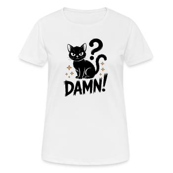 Chat noir mystique avec point d'interrogation - T-shirt respirant Femme - blanc - Devant - AI Model Female 172 dark (172cm)