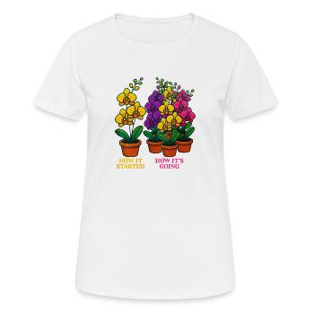 Blumenkunst: Entwicklung und Wachstum - Frauen T-Shirt atmungsaktiv - Weiß - Vorne - AI Model Female 172 dark (172cm)