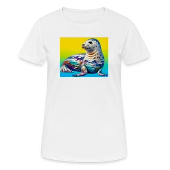Phoque - T-shirt respirant Femme - blanc - Devant - AI Model Female 172 dark (172cm)