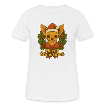Festlicher Chihuahua-Weihnachtsgruß - Frauen T-Shirt atmungsaktiv - Weiß - Vorne - AI Model Female 172 dark (172cm)