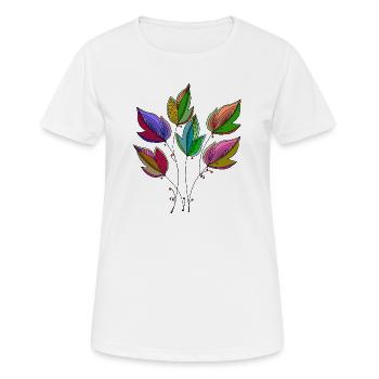 feuilles - T-shirt respirant Femme - blanc - Devant - AI Model Female 172 dark (172cm)