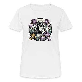 Portrait floral d'un Schnauzer érudit - T-shirt respirant Femme - blanc - Devant - AI Model Female 172 dark (172cm)