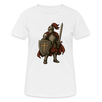 Epic knight with shield and sword - Women's Breathable T-Shirt - white - Front - AI Model Female 172 dark (172cm)