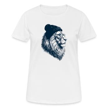 Hipster Löwe - Frauen T-Shirt atmungsaktiv - Weiß - Vorne - AI Model Female 172 dark (172cm)