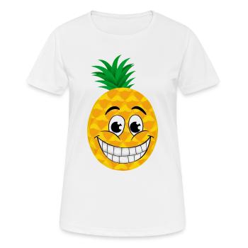 gai dessin animé ananas sucré fruits tropicaux été - T-shirt respirant Femme - blanc - Devant - AI Model Female 172 dark (172cm)