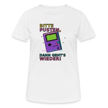 Retro Gaming Saying with Handheld Game Device Video Games - Women's Breathable T-Shirt - white - Front - AI Model Female 172 dark (172cm)