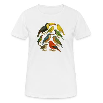 Série d'oiseaux colorés en aquarelle - T-shirt respirant Femme - blanc - Devant - AI Model Female 172 dark (172cm)