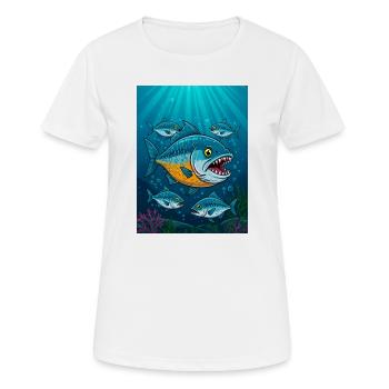 Piranha – un poisson agressif mortel dans les rivières - T-shirt respirant Femme - blanc - Devant - AI Model Female 172 dark (172cm)