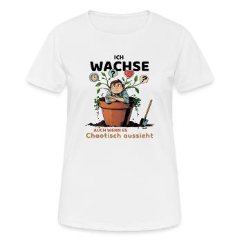 Nachdenkliche Pflanze mit Gedankenblasen - Frauen T-Shirt atmungsaktiv - Weiß - Vorne - AI Model Female 172 dark (172cm)