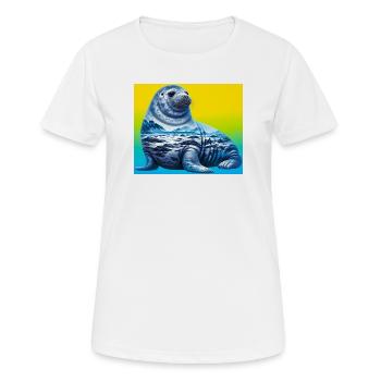 Siegel - Frauen T-Shirt atmungsaktiv - Weiß - Vorne - AI Model Female 172 dark (172cm)