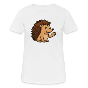 Niedlicher Igel mit Fröhlichem Gesicht - Frauen T-Shirt atmungsaktiv - Weiß - Vorne - AI Model Female 172 dark (172cm)