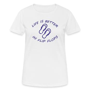 LA VIE EST MEILLEURE EN TONGS - T-shirt respirant Femme - blanc - Devant - AI Model Female 172 dark (172cm)