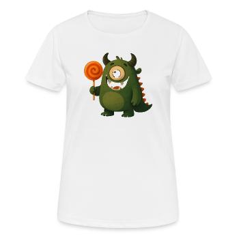 Googly Eyes Monster with Lollipop - Women's Breathable T-Shirt - white - Front - AI Model Female 172 dark (172cm)