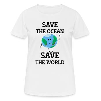 Save the ocean save the world. Smiling earth - Women's Breathable T-Shirt - white - Front - AI Model Female 172 dark (172cm)