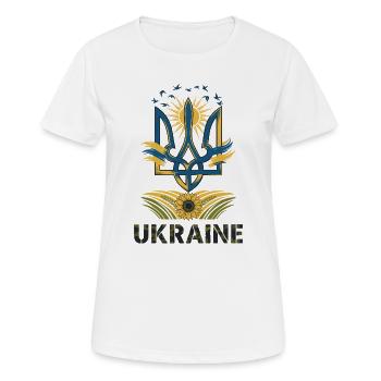Symbolischer Dreizack mit Sonne und Vögeln - Frauen T-Shirt atmungsaktiv - Weiß - Vorne - AI Model Female 172 dark (172cm)
