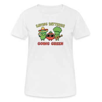 Lustiges und umweltfreundliches Statement auf pflanzlicher Basis - Frauen T-Shirt atmungsaktiv - Weiß - Vorne - AI Model Female 172 dark (172cm)
