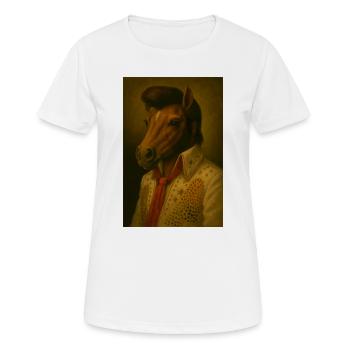 Pferdekopf im Glitzeranzug - Frauen T-Shirt atmungsaktiv - Weiß - Vorne - AI Model Female 172 dark (172cm)