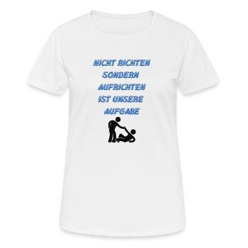 Aufrichten ist unsere Aufgabe - Frauen T-Shirt atmungsaktiv - Weiß - Vorne - AI Model Female 172 dark (172cm)