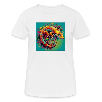 Gecko - Frauen T-Shirt atmungsaktiv - Weiß - Vorne - AI Model Female 172 dark (172cm)